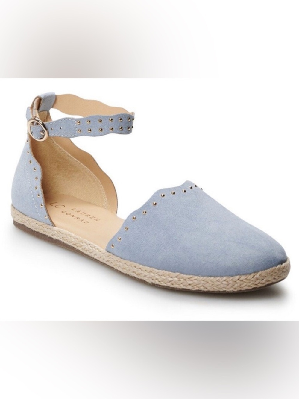 LC Lauren Conrad Light Blue Studded Ankle-Strap Espadrille